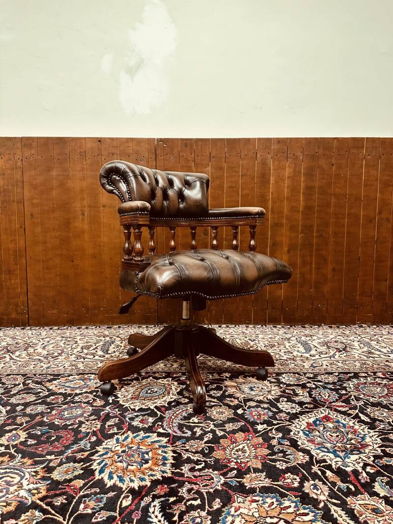 English Brown Chesterfield Captain Chair