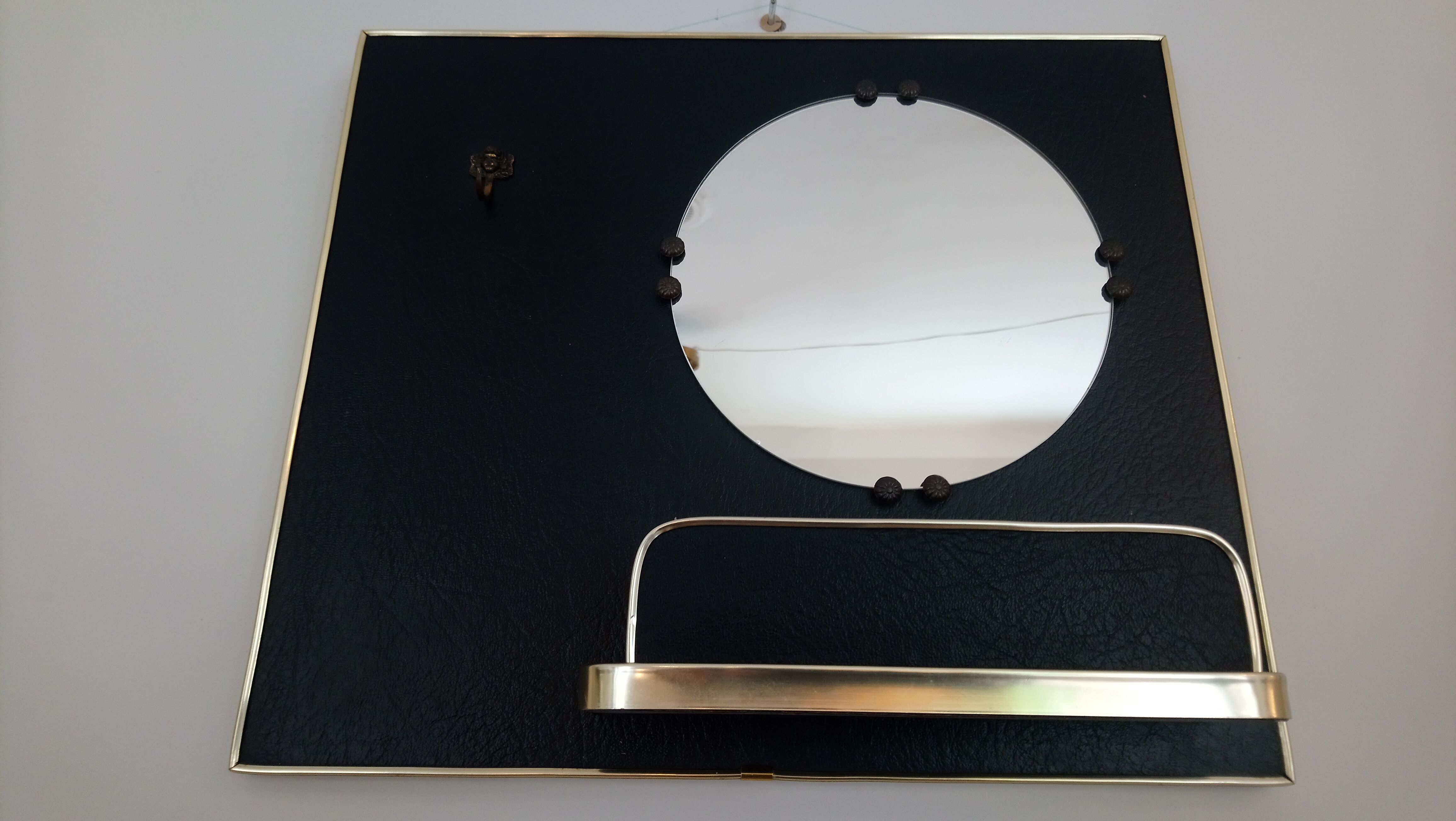Miroir auxiliaire avec vide poche années 60 40x35cm