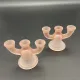 Pair of vintage three-branch candlesticks in satin pink glass – Sty