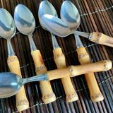 6 small vintage bamboo spoons