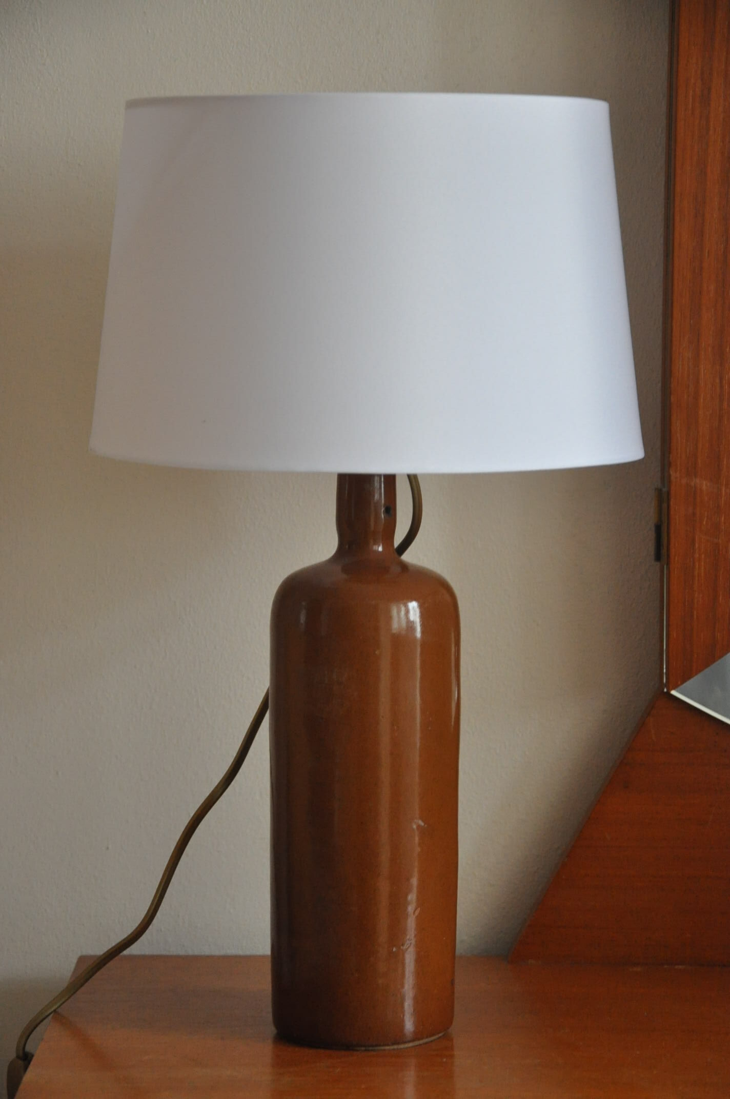 Lampe bouteille grès vintage