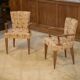 Set of 2 Bridge armchairs and one armchair attributed to Jules Leleu from the 1930s.