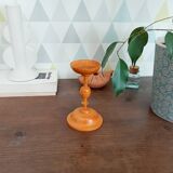 Vintage turned wooden candle holder