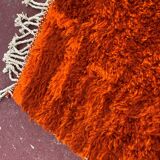 Large Beni Ouarain Rug 260x260 cm – Vibrant Orange Wool, Unique Piece