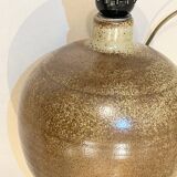 Large lamp signed JB in vintage beige stoneware 1970s ribbon lampshade 70s bohemian chic
