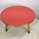 Guerdon small round coffee table red vintage tripod door plant formica