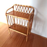 Bamboo and rattan bedside shelf