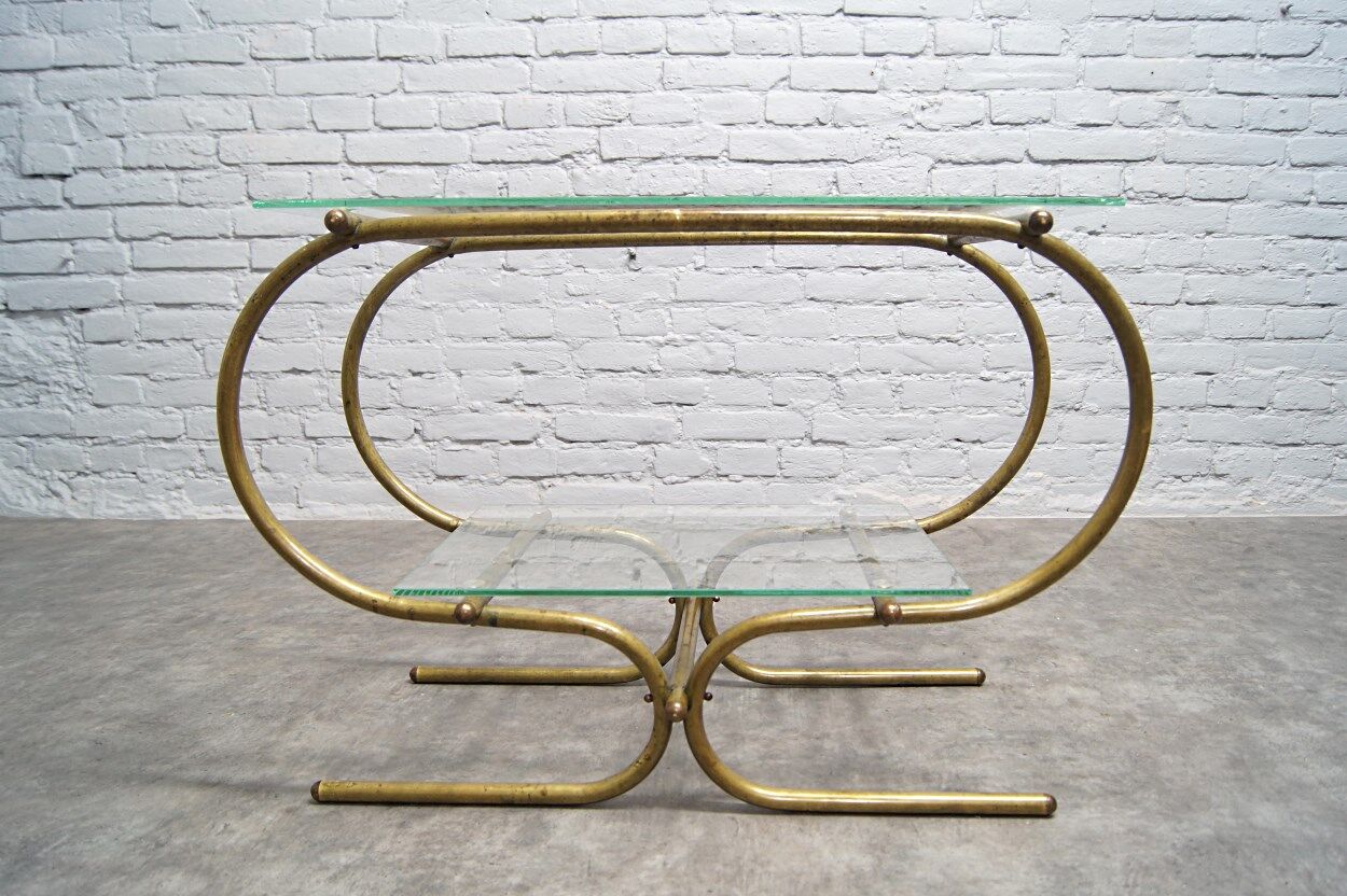 Bauhaus Tubular Brass Side Table, 1930s