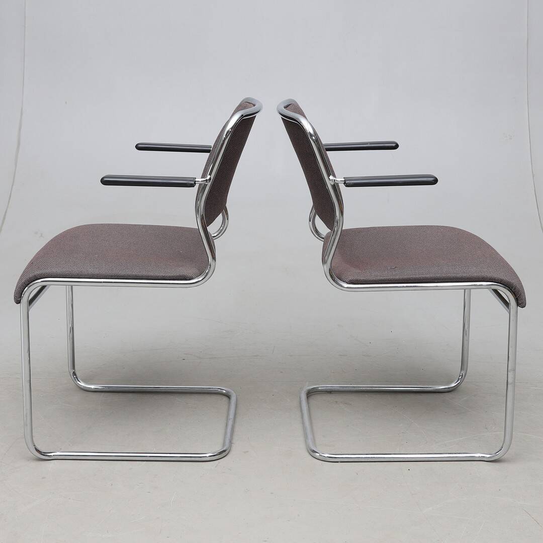 NKR Tranas — Steel Tube Chairs (Pair) — Swedish Modernist Seating — Second