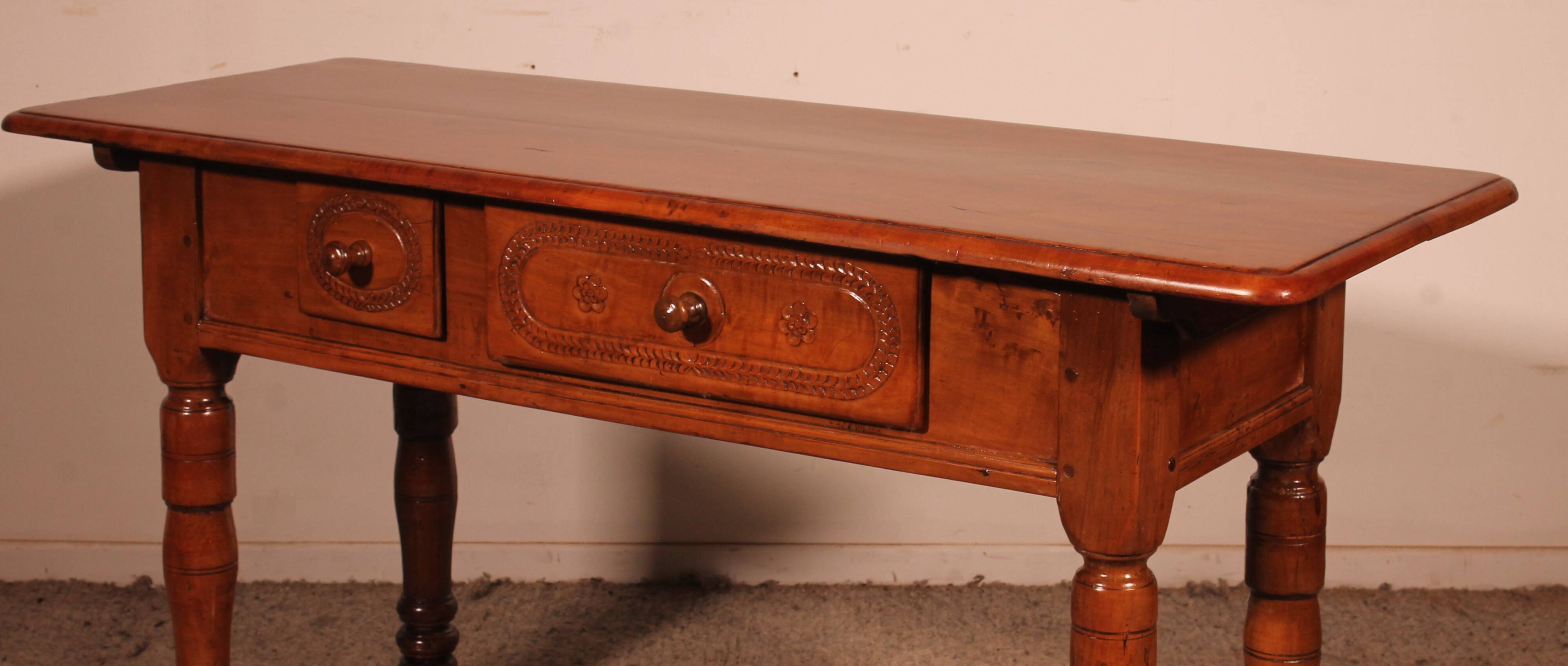 Console Two Drawer in Cherry Wood - 18th Century
