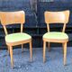 Paire de chaises Baumann en bois et skaÏ jaune vintage