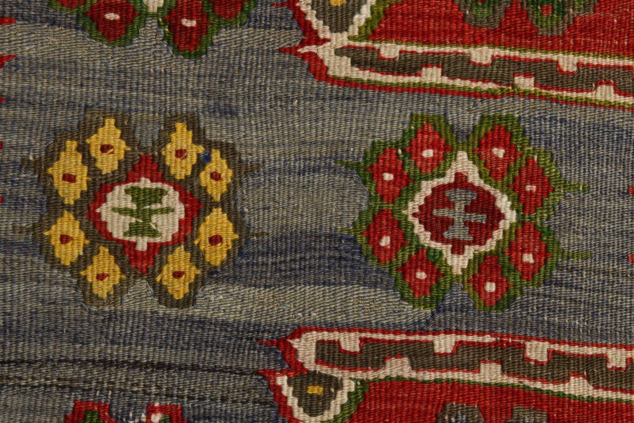 5x11 Kilim Red & Blue Geometric Vintage Rug, 168x342Cm