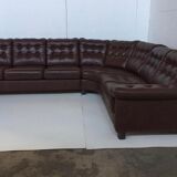 Scandinavian brown leather corner sofa 1970s