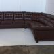 Scandinavian brown leather corner sofa 1970s