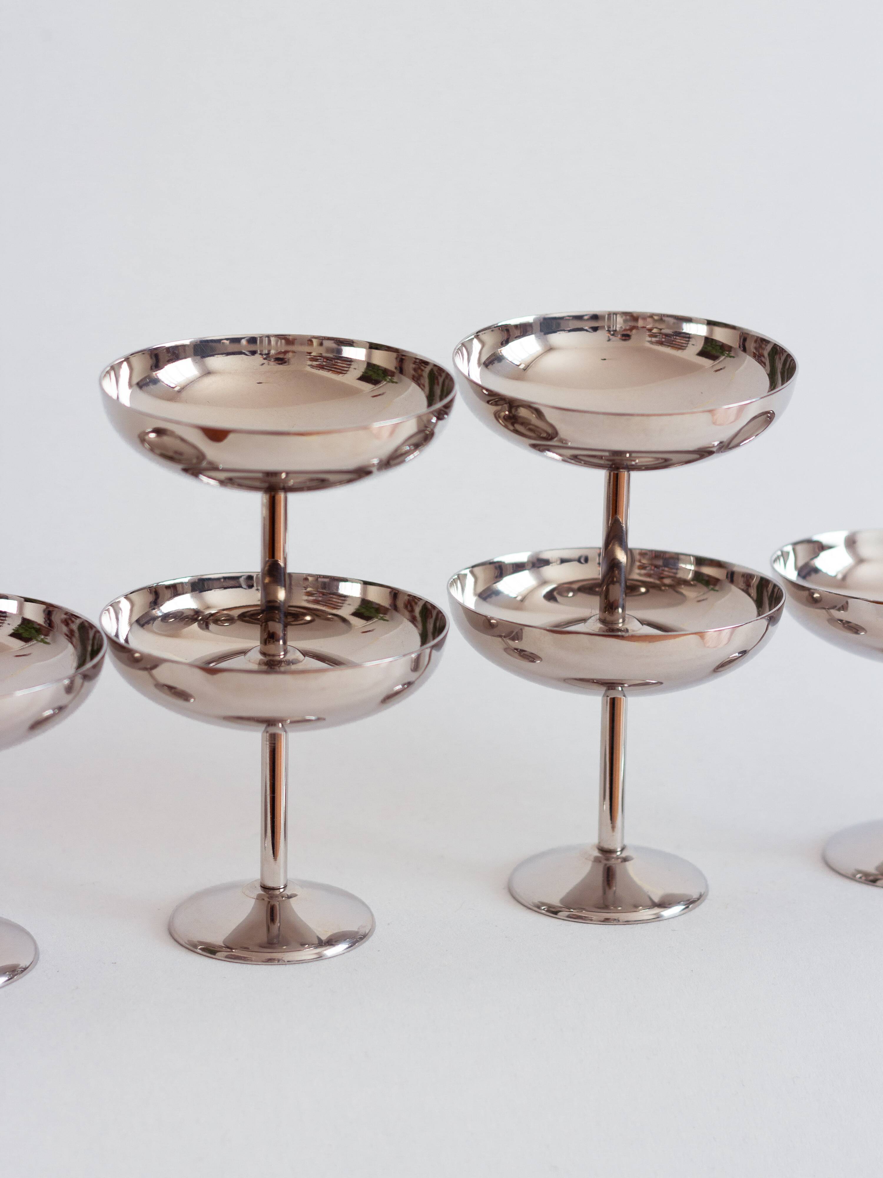 Set of six minimalist ice cream cups, Italy, 1970s