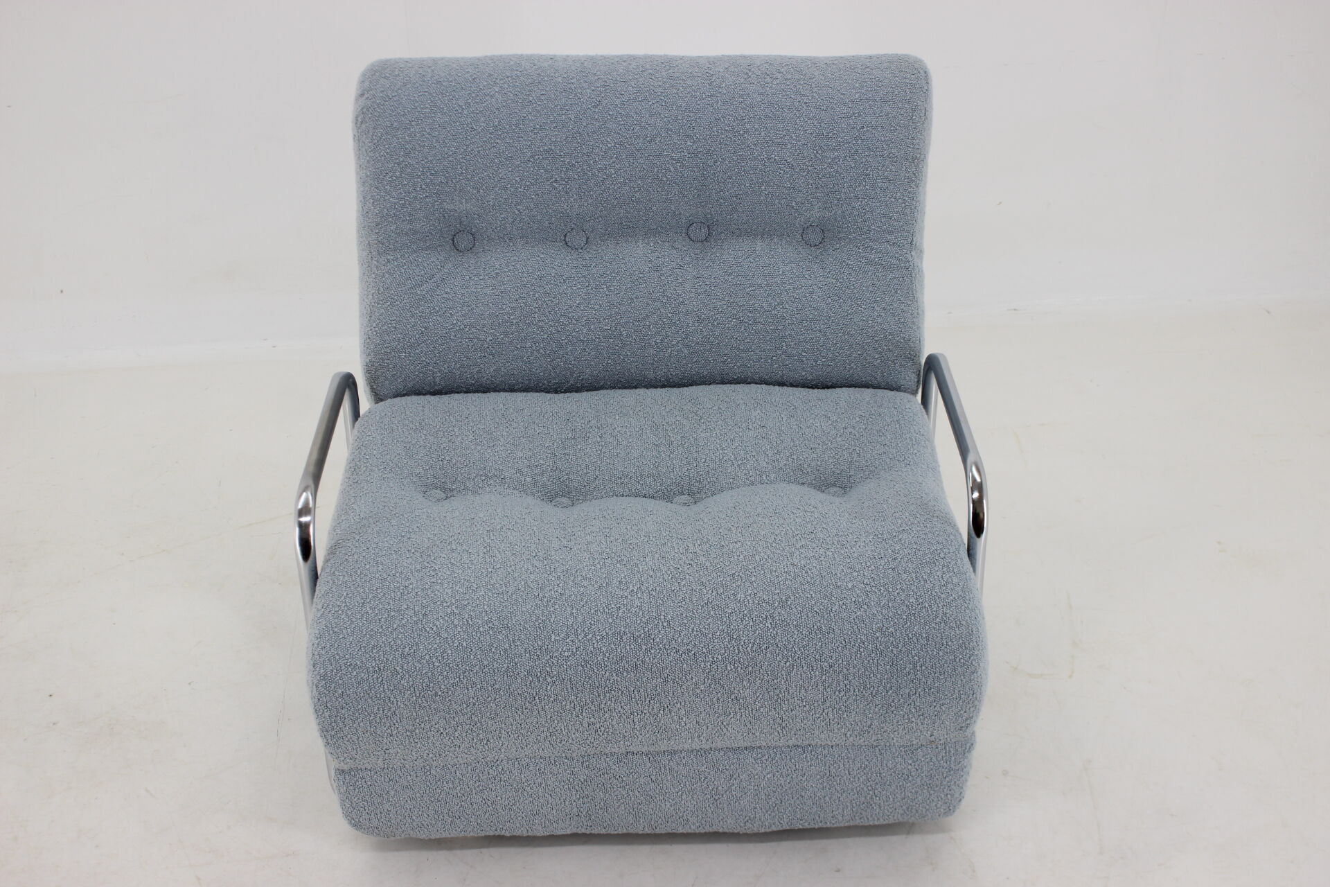 1970s convertible chrome armchair in bouclé ,czechoslovakia