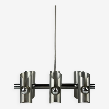 60's 70's 6 light sputnik chandelier metal chrome space age design