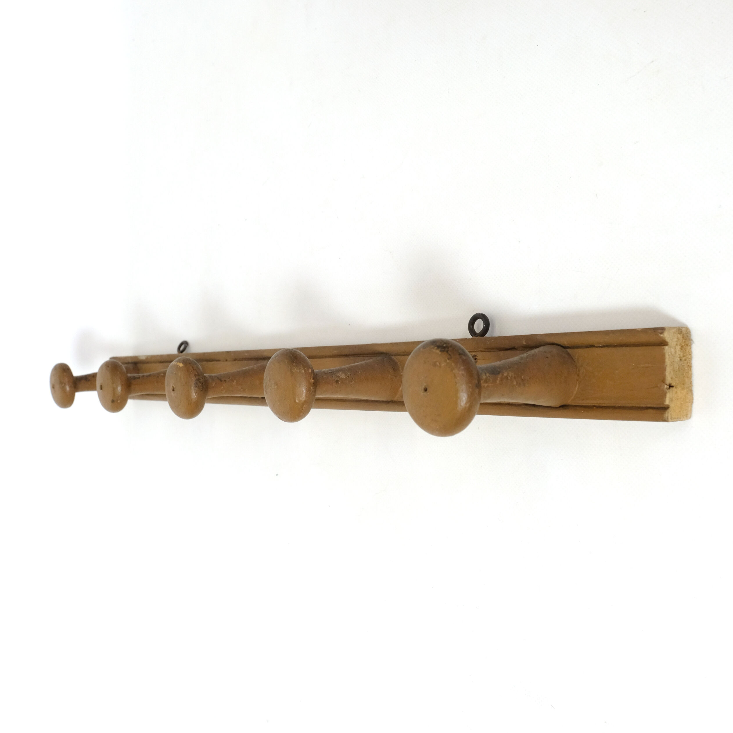 Vintage wooden coat rack, 5 hooks