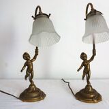 Art Deco brass cherub or angel lamp