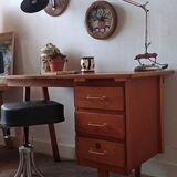 vintage desk with wooden storage drawers