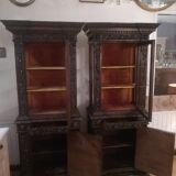 Pair of 19th century dark walnut display cases