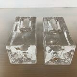 Pair of ice glass candlesticks
