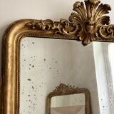 Old mirror louis Philippe Dore gold leaf pediment gilded fireplace