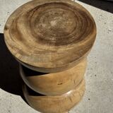 Stool, side table, end table in solid suar wood, spheres H50 D39.