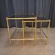 Nesting bamboo tables with gold-plated brass trim