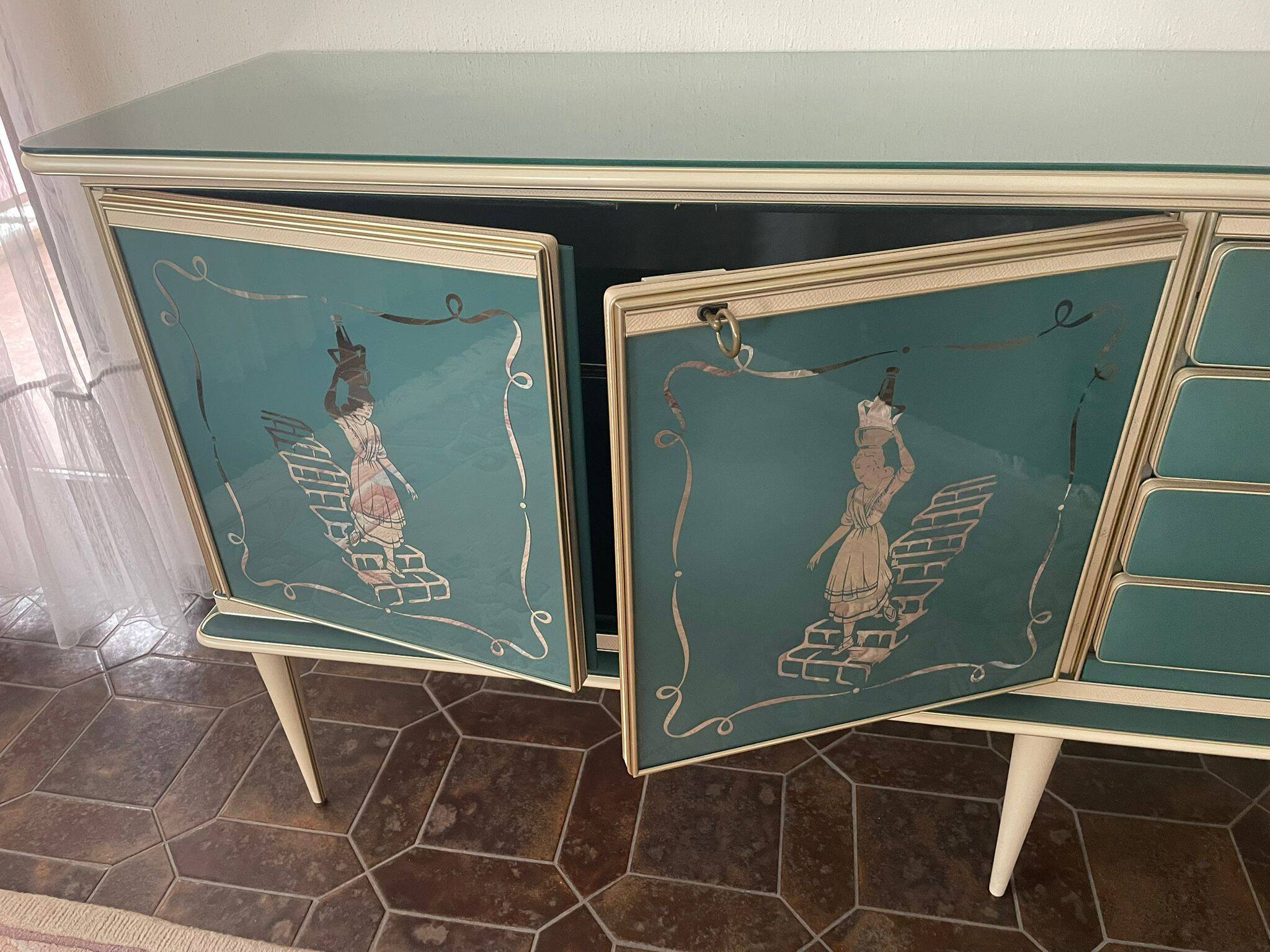 Umberto Mascagni for Harrods London — Grand buffet with mirror