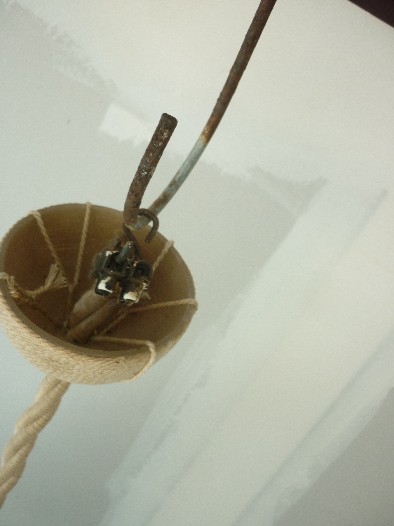 Ceiling light suspension in mother-of-pearl and wood Ø 40 cm