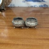 Indian Kutch 800 Silver Open Salt Cellar Pair of 800 Silver Salt Cellars
