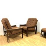 Retro armchairs with footstools, Hikor, 1970s