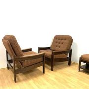Fauteuils rétro avec repose-pieds, Hikor, années 1970