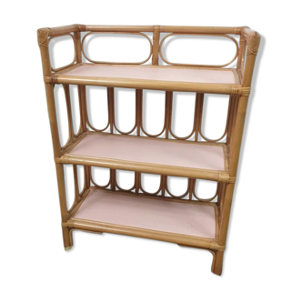 Vintage wicker and bamboo shelf