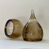 Smoked pepper and salt shaker set Guzzini Tear Drop MCM 60's vintage