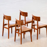 Series of 4 scandinavian chairs with curved back 1960