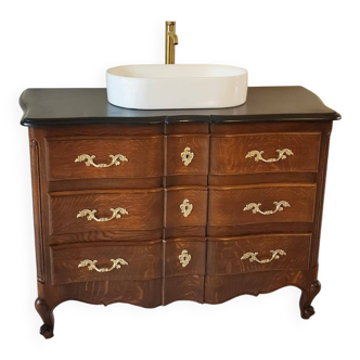 Solid oak vanity unit in Louis XV style