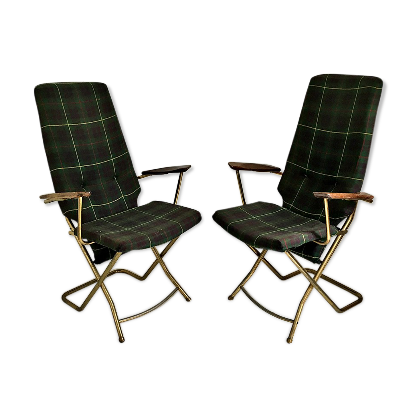 Paire de fauteuils pliants vintage style Anglais