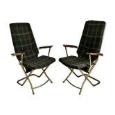 Pair of folding armchairs vintage style English