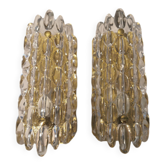 A pair of stunning wall lamps designed by Carl Fagerlund and produced by ÖIA/Orrefors Sweden 1960-70