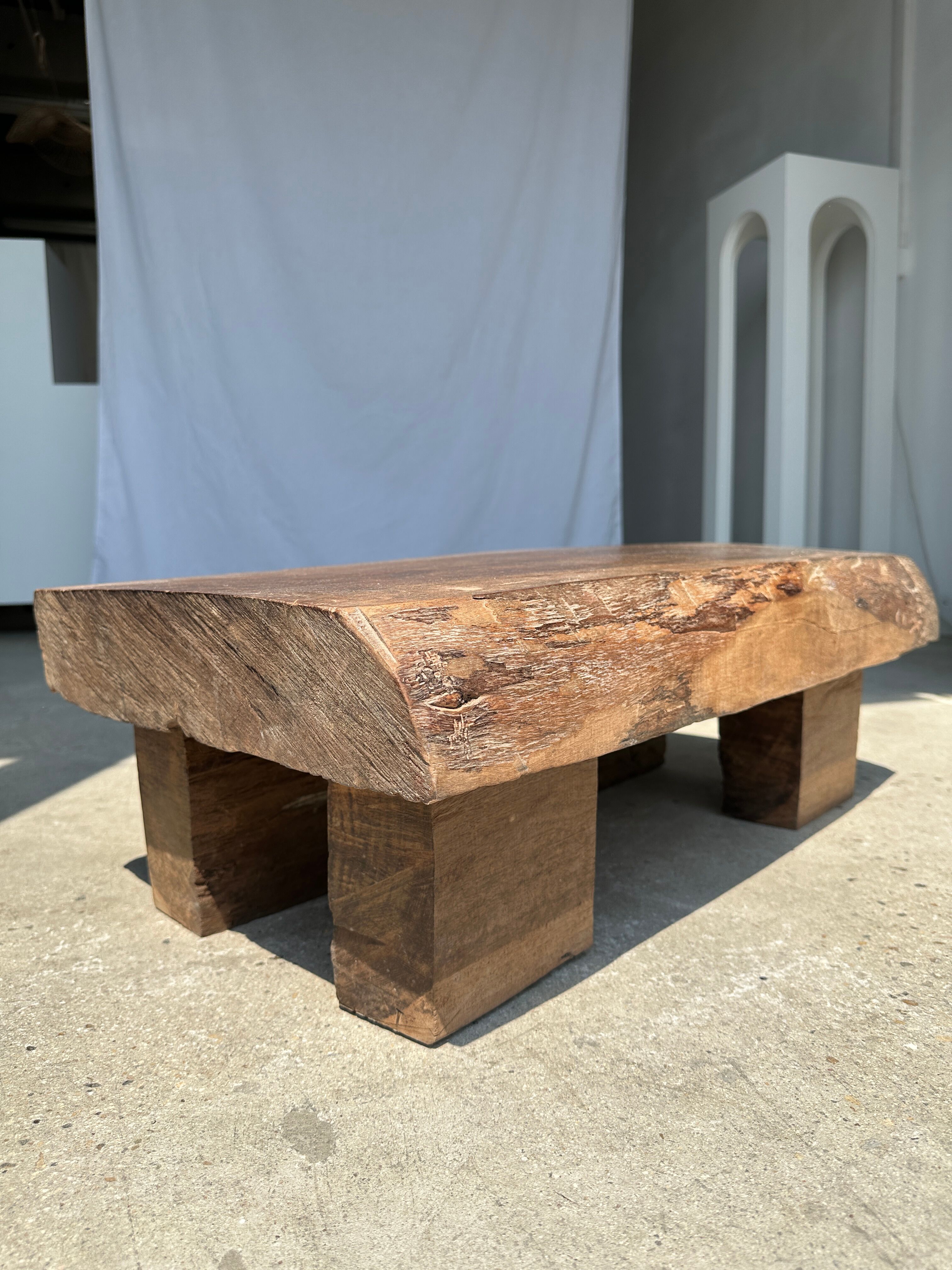 Asian solid wood quadripod brutalist coffee table H30 L81 l42