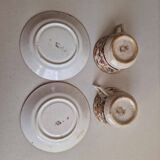 Two cups with saucers with Asian decorations, Gien earthenware