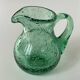 Miniature glass jug or pitcher with bubble effect, mint water, signed Biot.