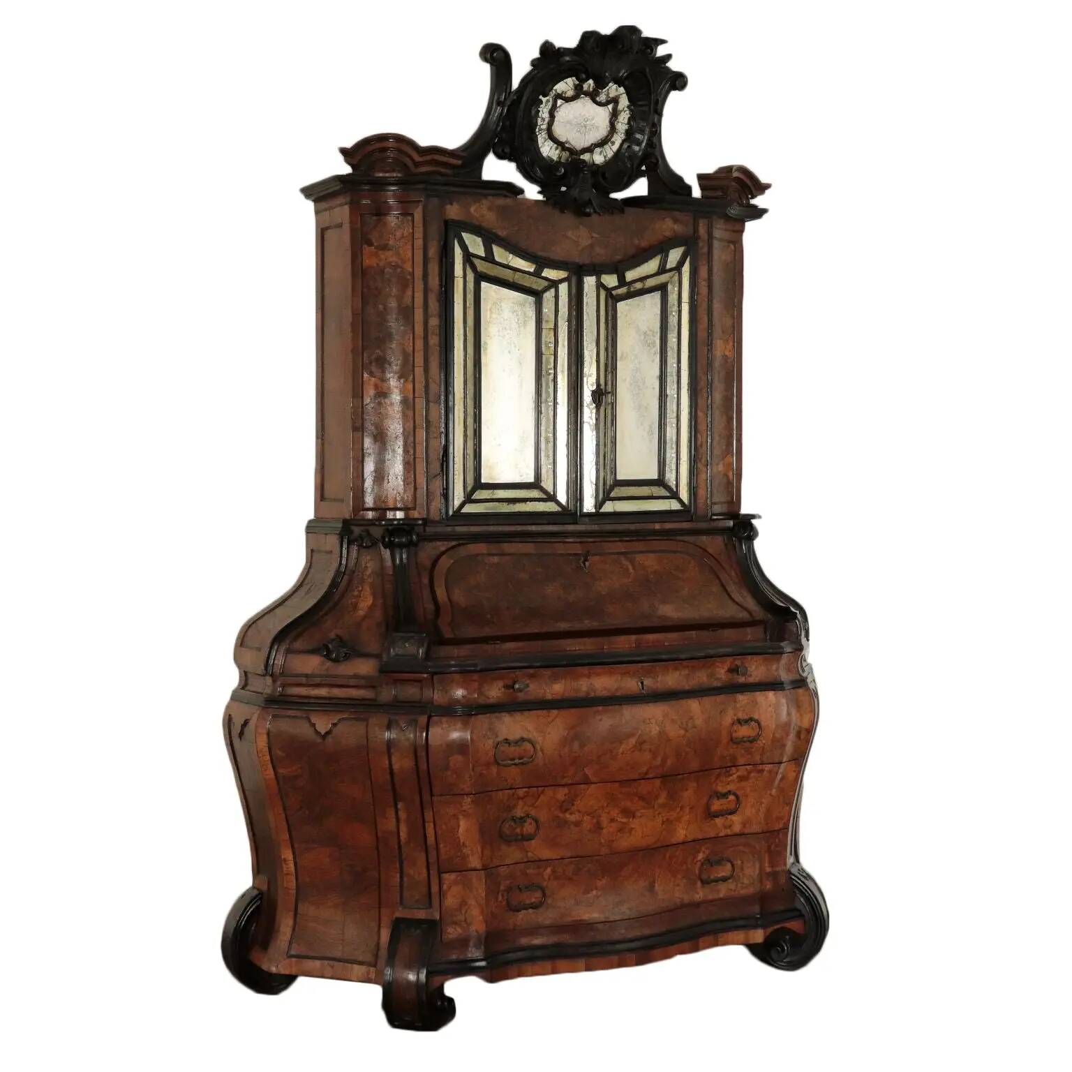 Antique trumeau with walnut mirrors, Italy 20th century