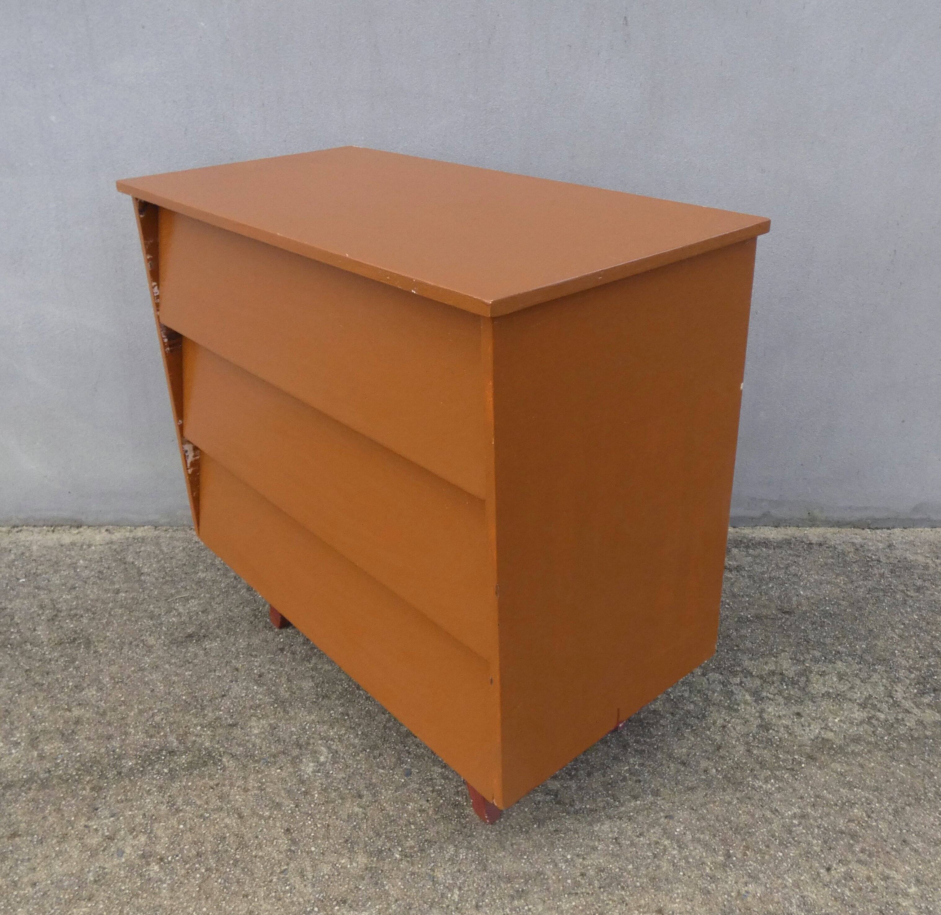 vintage wooden chest of drawers with tapered legs