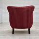 Fauteuil danois des années 1960, en laine de meuble rayée rouge, pieds en bois de chêne.