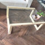 Solid wood table (pine) and glass top