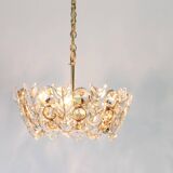Small golden brass suspension with crystal-encrusted glass by Palwa, Germany 1970s