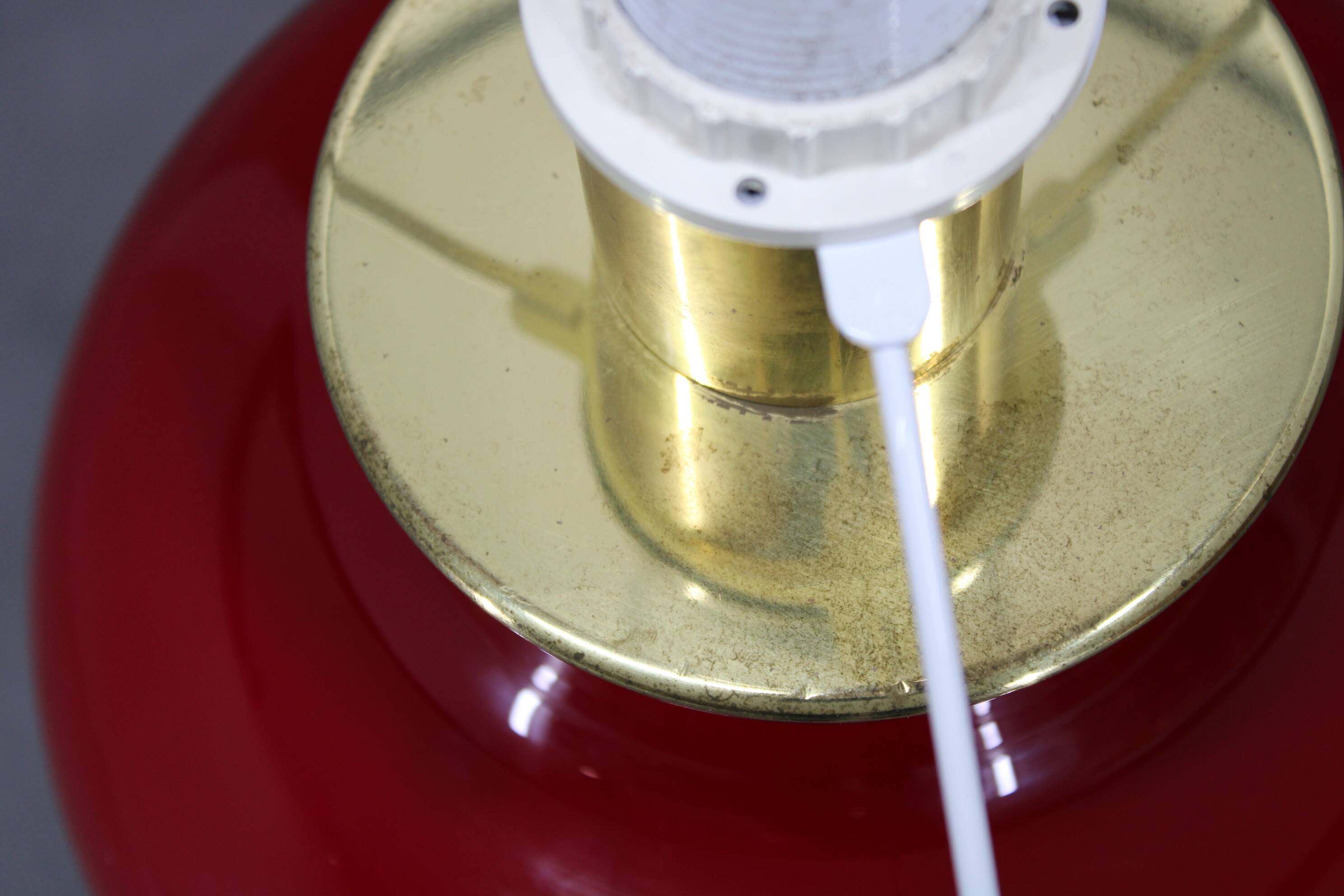 1970s Italian VeArt Glass Table Lamp with Fabric Lamp Shade